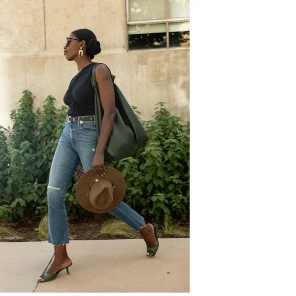 MOTHER The Hustler High-Rise Ankle Fray Jeans 32 blue color NEW NWT - Picture 6 of 8